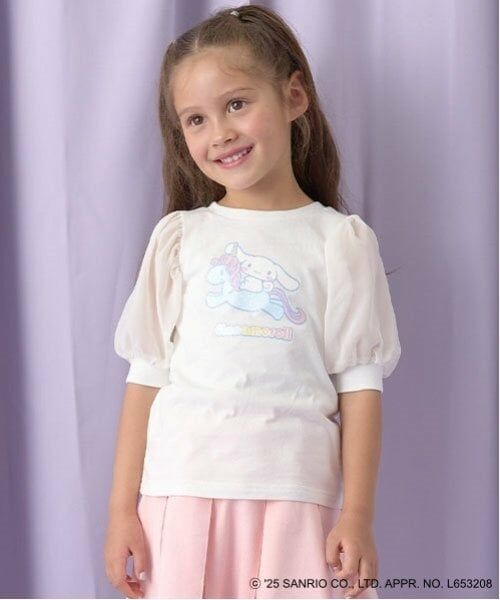 Lycee mine / リセマイン Tシャツ | 【サンリオキャラクターズ】【ソフトコットン】シナモロールオーロララメプリントパフTシャツ（オフ ホワイト）