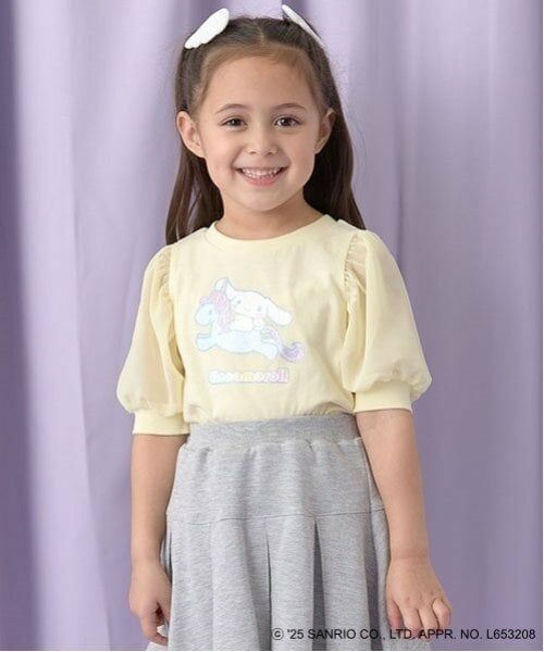 Lycee mine / リセマイン Tシャツ | 【サンリオキャラクターズ】【ソフトコットン】シナモロールオーロララメプリントパフTシャツ（クリーム）