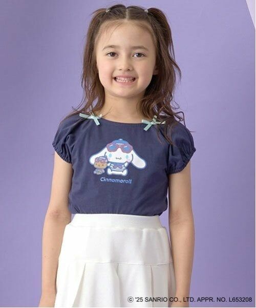 Lycee mine / リセマイン Tシャツ | 【サンリオキャラクターズ】【ソフトコットン】シナモロールリボン付きマリンTシャツ（紺）