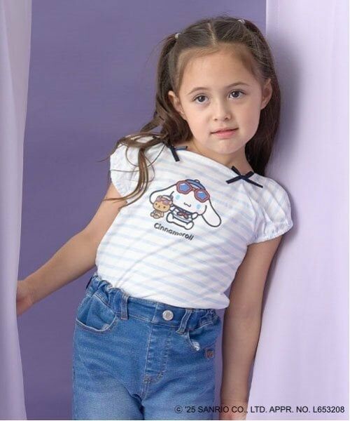 Lycee mine / リセマイン Tシャツ | 【サンリオキャラクターズ】【ソフトコットン】シナモロールリボン付きマリンTシャツ（サックス）