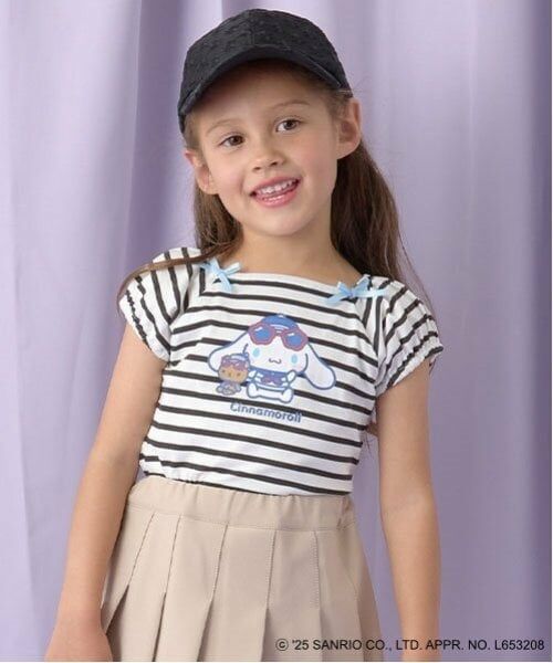 Lycee mine / リセマイン Tシャツ | 【サンリオキャラクターズ】【ソフトコットン】シナモロールリボン付きマリンTシャツ（黒）