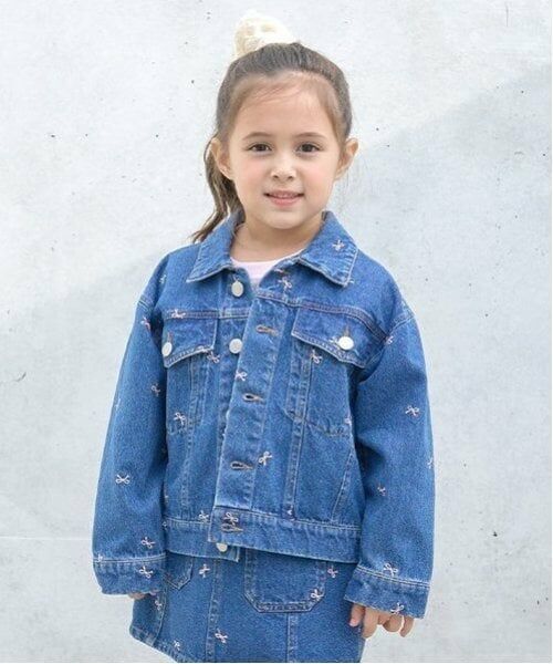 Lycee mine / リセマイン ブルゾン | 【LOVE DENIM】アソート刺しゅう総柄Gジャン（ブルー）