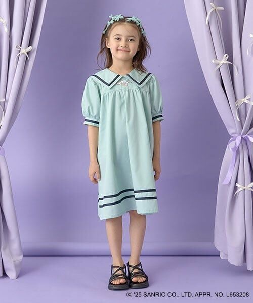 Lycee mine / リセマイン ミニ丈・ひざ丈ワンピース | 【サンリオキャラクターズ】シナモロールセーラー衿パフワンピース（ミント）