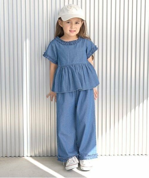 Lycee mine / リセマイン その他パンツ | 【セットアップ】フリルブラウス&フリルワイドパンツ（ブルー）