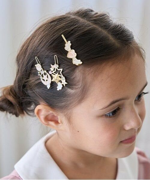 Lycee mine / リセマイン ヘアピン | ムーン&スターウィングヘアクリップ3Pセット（ライト ピンク）