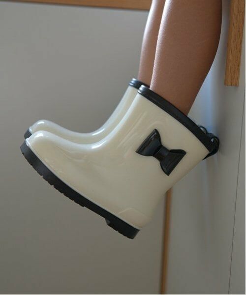 Lycee mine / リセマイン レインシューズ | リボン付きバイカラーレインブーツ（マルチ）