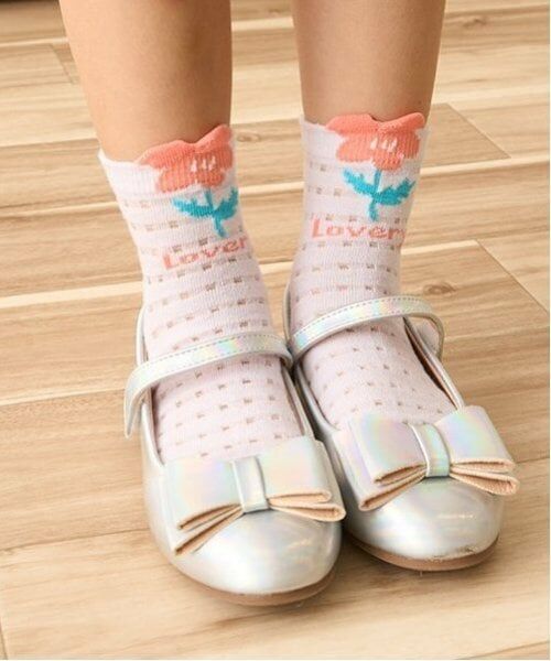 Lycee mine / リセマイン ソックス | チェックシアーフラワーアソートソックス（ラベンダー）