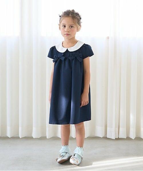Lycee mine / リセマイン ドレス | 【オケージョン対応】丸衿リボン付きワンピース（紺）