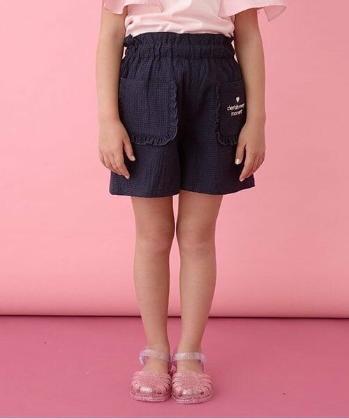 Lycee mine / リセマイン ショート・ハーフ・半端丈パンツ | 【セットアップ可能】フリルポケット付きショートパンツ(紺)