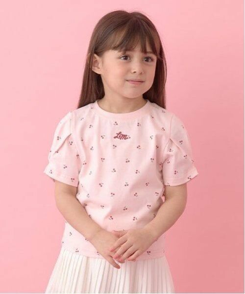 Lycee mine / リセマイン Tシャツ | 【ソフトコットン】アソート総柄タックスリーブTシャツ（モデレートピンク）