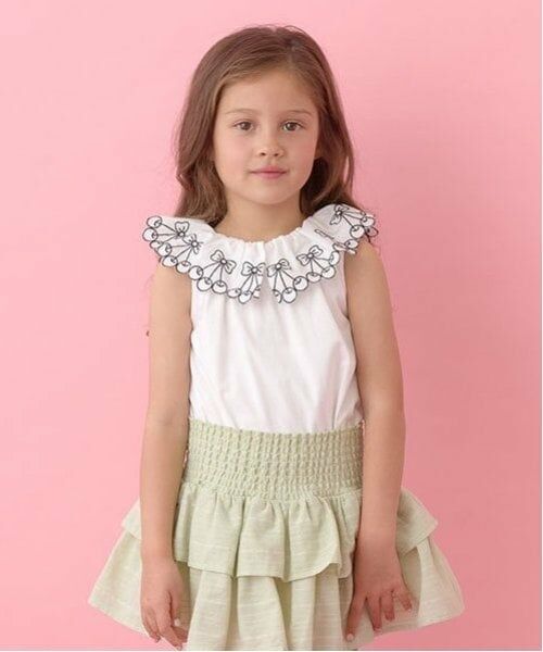 Lycee mine / リセマイン キャミソール・チューブトップ | 【ソフトコットン】チェリーレース衿トップス（オフホワイト）