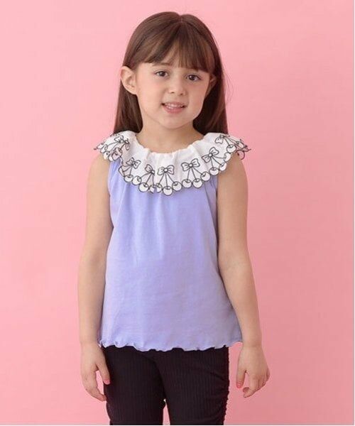 Lycee mine / リセマイン キャミソール・チューブトップ | 【ソフトコットン】チェリーレース衿トップス（モデレートブルー）