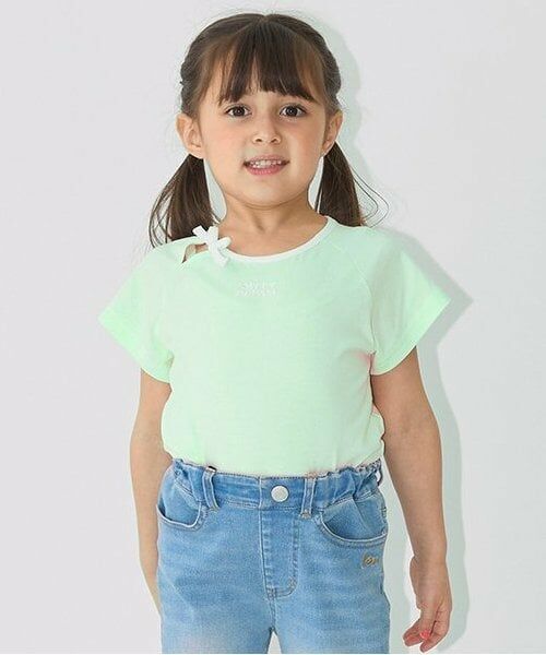 Lycee mine / リセマイン Tシャツ | 【ソフトコットン】バイカラーミニミニTシャツ（ライト グリーン）