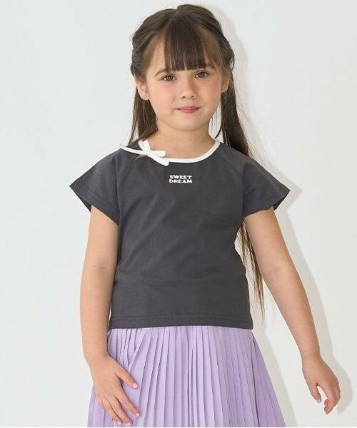 Lycee mine / リセマイン Tシャツ | 【ソフトコットン】バイカラーミニミニTシャツ（チャコール）