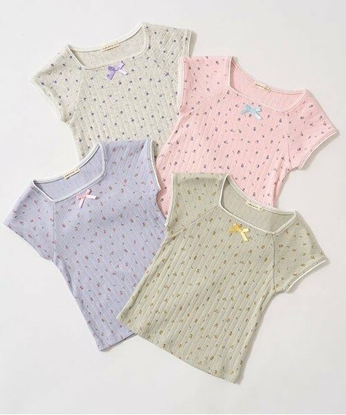 Lycee mine / リセマイン Tシャツ | 花柄プリントミニミニトップス | 詳細1