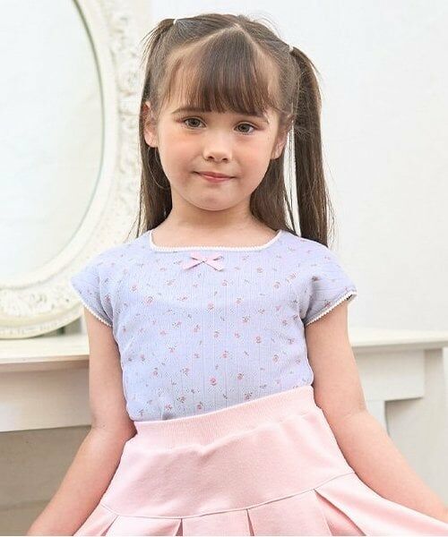 Lycee mine / リセマイン Tシャツ | 花柄プリントミニミニトップス（サックス）