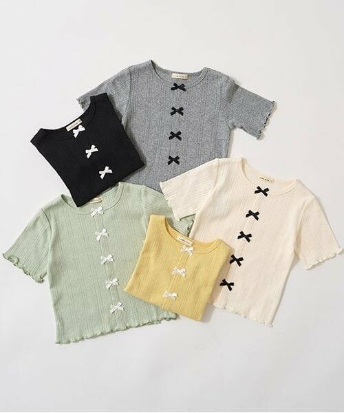 Lycee mine / リセマイン Tシャツ | カーディガン風リボントップス | 詳細1