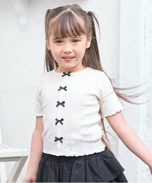 Lycee mine / リセマイン Tシャツ | カーディガン風リボントップス（アイボリー）
