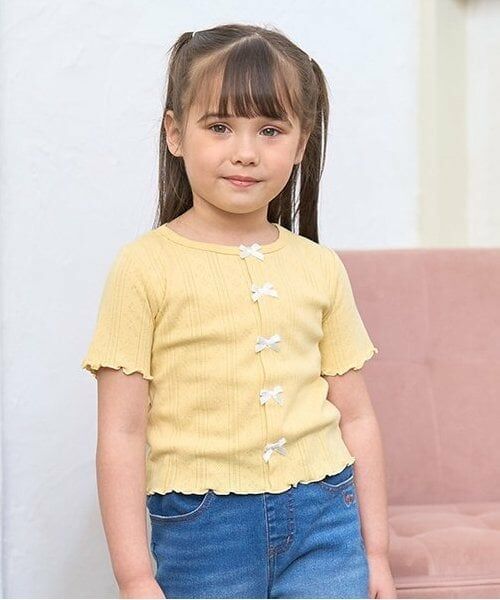 Lycee mine / リセマイン Tシャツ | カーディガン風リボントップス（クリーム）