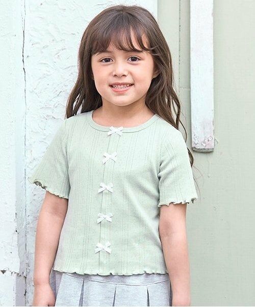 Lycee mine / リセマイン Tシャツ | カーディガン風リボントップス（ミント）