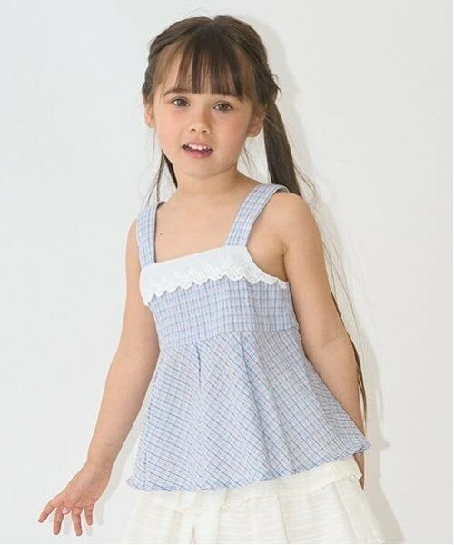 Lycee mine / リセマイン キャミソール・チューブトップ | 柄アソートペプラムキャミソール（サックス）