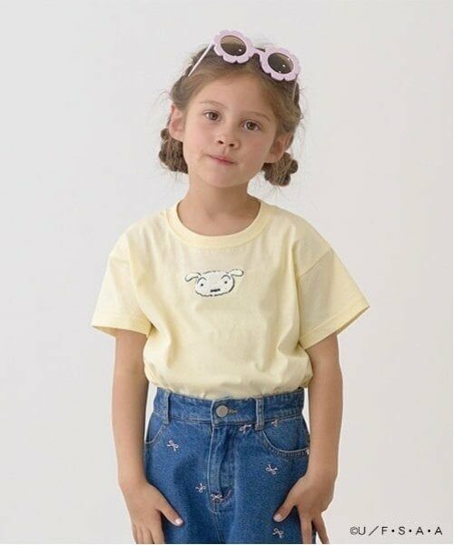 Lycee mine / リセマイン Tシャツ | 【クレヨンしんちゃん】【ソフトコットン】シロサガラ刺しゅうTシャツ（クリーム）