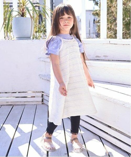 Lycee mine / リセマイン ミニ丈・ひざ丈ワンピース | フリルニットレースキャミワンピース（アイボリー）