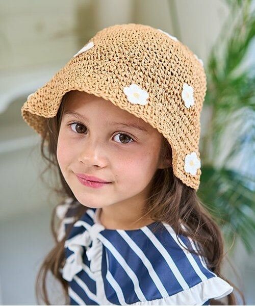 Lycee mine / リセマイン ハット | フラワーワッペン付きペーパーハット（キャメル）