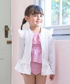 【SWIM】【UV加工】裾フリルフリルジップラッシュガード