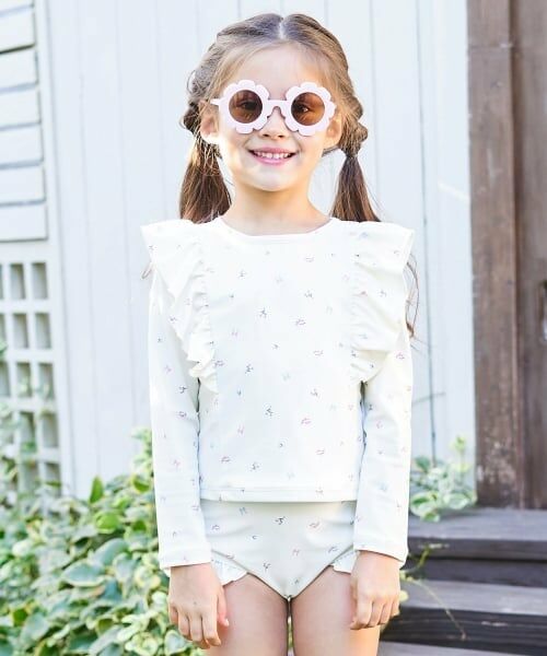 Lycee mine / リセマイン 水着・スイムグッズ | 【SWIM】【UV加工】花柄フリルラッシュガード&パンツセット（アイボリー）