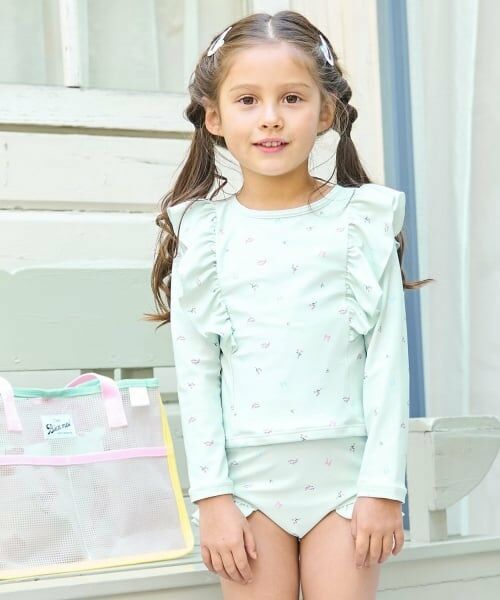 Lycee mine / リセマイン 水着・スイムグッズ | 【SWIM】【UV加工】花柄フリルラッシュガード&パンツセット（ミント）