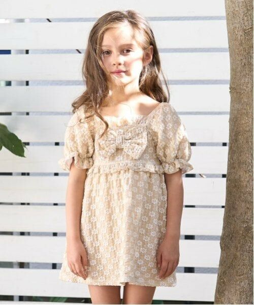 Lycee mine / リセマイン 水着・スイムグッズ | 【SWIM】【水着】【UV加工】フラワージャガードワンピース風セパレート（ベージュ）