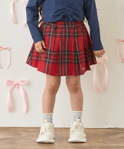Lycee mine / リセマイン ショート・ハーフ・半端丈パンツ | アソートチェック・ランダムプリーツスカート(インパン付き)（赤）