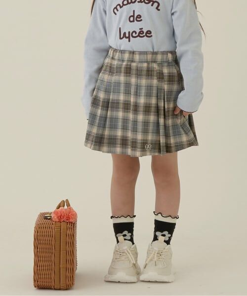 Lycee mine / リセマイン ショート・ハーフ・半端丈パンツ | アソートチェック・ランダムプリーツスカート(インパン付き)（ベージュ）