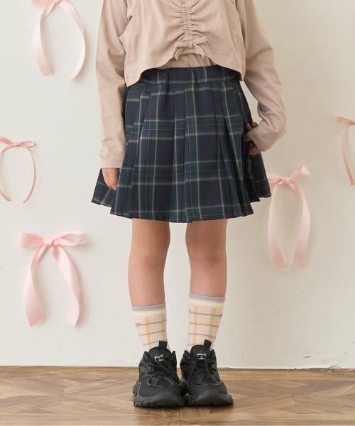 Lycee mine / リセマイン ショート・ハーフ・半端丈パンツ | アソートチェック・ランダムプリーツスカート(インパン付き)（グリーン）