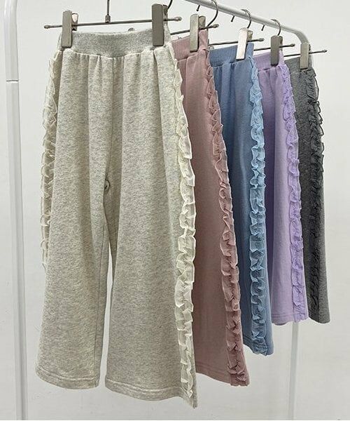 Lycee mine / リセマイン その他パンツ | 【毛玉バイバイ裏毛】サイドフリルワイドシルエットスウェットパンツ | 詳細13