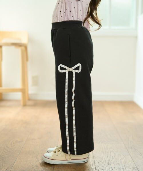 Lycee mine / リセマイン その他パンツ | 【セットアップ可】【毛玉バイバイ裏毛】リボンラインワイドパンツ（黒）
