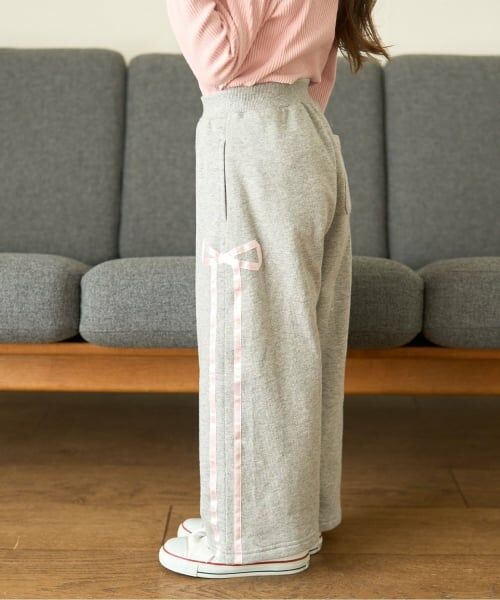 Lycee mine / リセマイン その他パンツ | 【セットアップ可】【毛玉バイバイ裏毛】リボンラインワイドパンツ（トップ グレー）