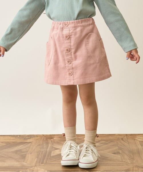 Lycee mine / リセマイン ミニ・ひざ丈スカート | ハートポケットコーデュロイスカパン（ライト ピンク）