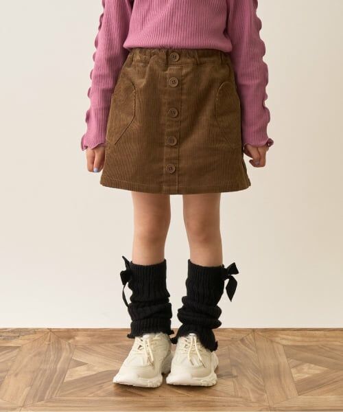 Lycee mine / リセマイン ミニ・ひざ丈スカート | ハートポケットコーデュロイスカパン（モカ茶）