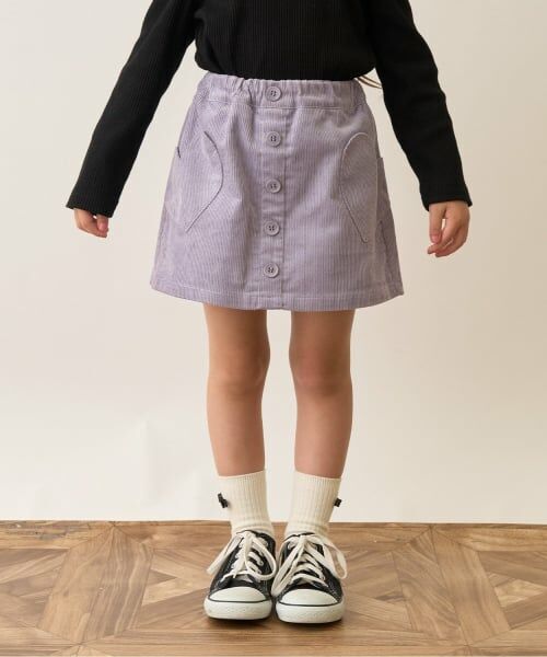 Lycee mine / リセマイン ミニ・ひざ丈スカート | ハートポケットコーデュロイスカパン（ラベンダー）
