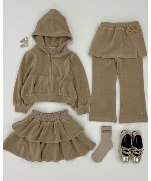 Lycee mine / リセマイン ミニ・ひざ丈スカート | 【もっちりベロア】【セットアップ可】ティアードスカート | 詳細14