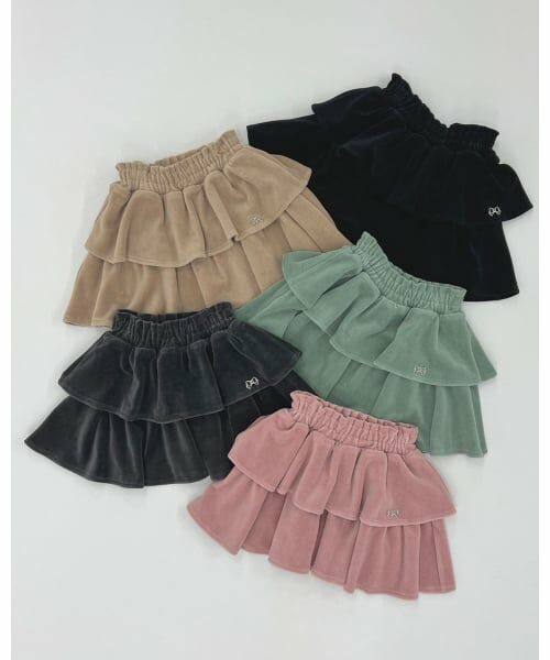 Lycee mine / リセマイン ミニ・ひざ丈スカート | 【もっちりベロア】【セットアップ可】ティアードスカート | 詳細15