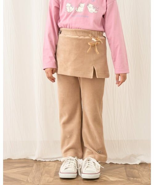 Lycee mine / リセマイン その他パンツ | 【もっちりベロア】【セットアップ可】スカート付きフレアパンツ（ベージュ）