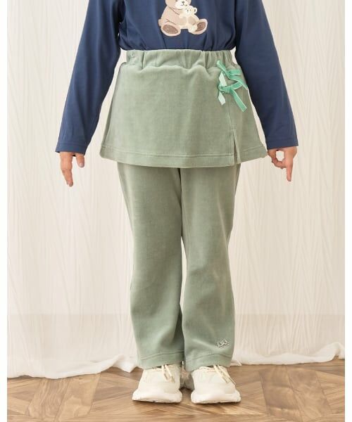 Lycee mine / リセマイン その他パンツ | 【もっちりベロア】【セットアップ可】スカート付きフレアパンツ（エメラルド グリーン）