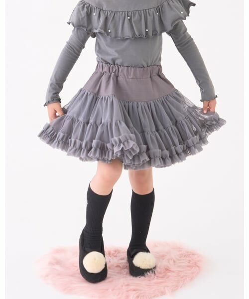 Lycee mine / リセマイン ミニ・ひざ丈スカート | 【Lycee mine バレエシリーズ】たっぷりチュチュチュールスカート(インパン付き)（チャコール）