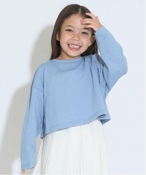 Lycee mine / リセマイン Tシャツ | ミニ丈シアー長袖Tシャツ&キャミセット（ブルー グレー）