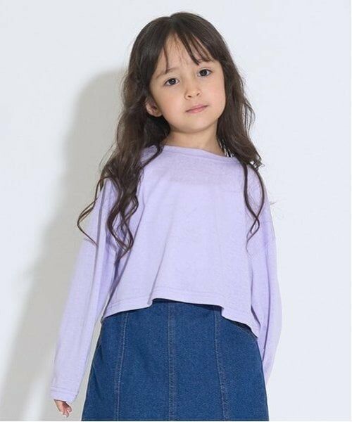 Lycee mine / リセマイン Tシャツ | ミニ丈シアー長袖Tシャツ&キャミセット（ラベンダー）