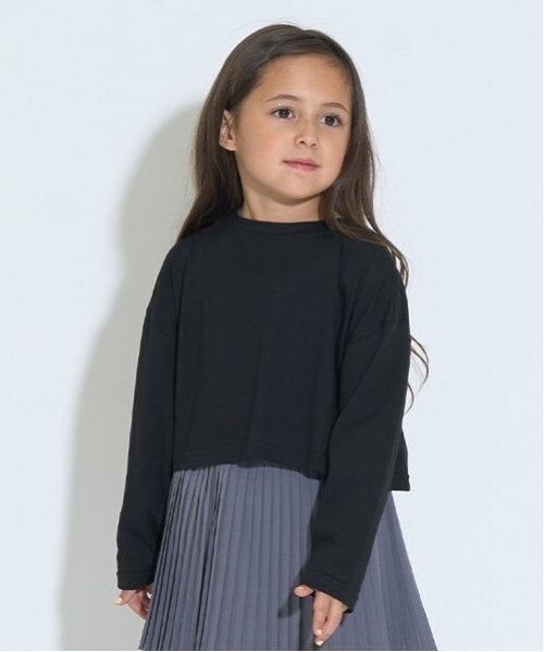 Lycee mine / リセマイン Tシャツ | ミニ丈シアー長袖Tシャツ&キャミセット（黒）