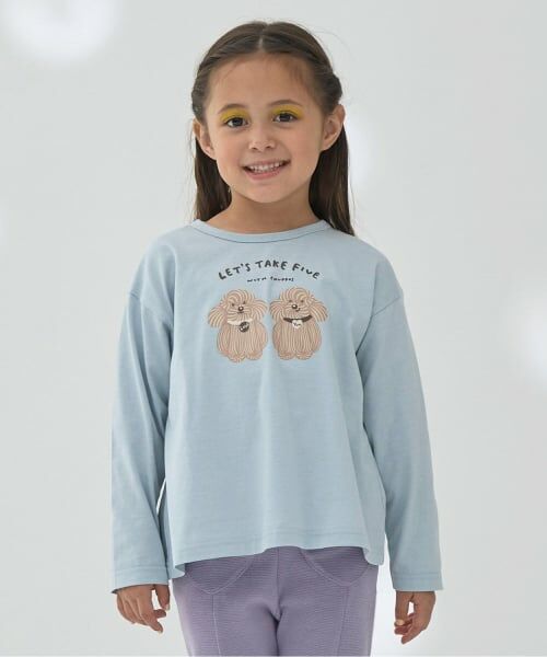 Lycee mine / リセマイン Tシャツ | 【ソフトコットン】選べる4柄8色展開アソートプリントAラインTシャツ（ブルー グレー）